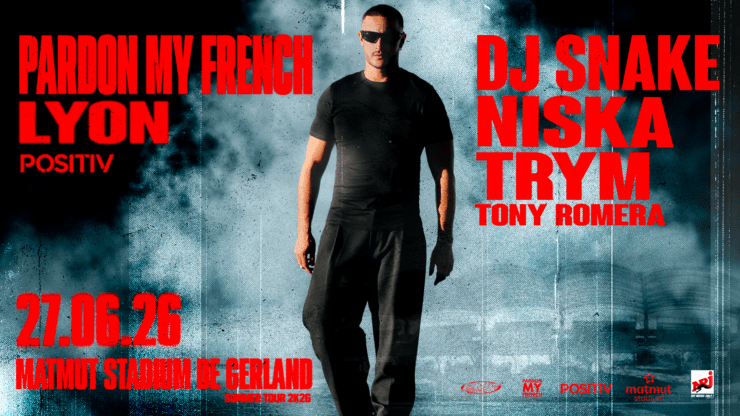 Festival techno "Positiv Festival" avec DJ SNAKE, TRYM, NISKA, TONY ROMERA au matmut stadium de Gerland à Lyon le 27 juin 2026. Festival soutenu par Encore et High-lo Billetterie disponible sur shotgun.