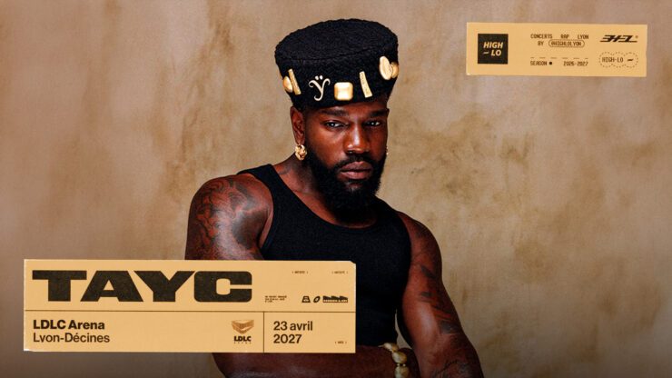 Tayc en concert Rap le 23 avril 2027 à la LDLC ARENA Lyon. Tous nos concerts rap High-lo sur Totaal Rez, agenda et billetterie, tickets, les concerts à lyon.