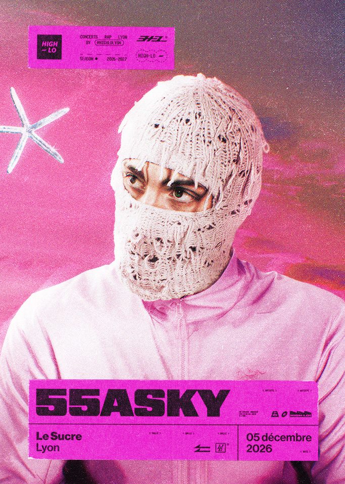 55ASKY en concert Rap le 5 décembre 2026 au Sucre Lyon. Tous nos concerts rap High-lo sur Totaal Rez, agenda et billetterie, tickets, les concerts à lyon.